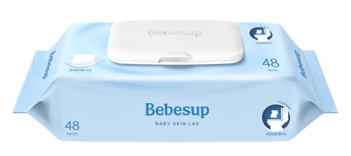Image of BEBESUP- Korea's #1 Flushable Wipes- 100% Plant-Based Hypoallergenic Biodegradable 99% Water-Based Extra-Thick Organic Wipes Unscented for sensitive skin Flip-Top (1 Pack)