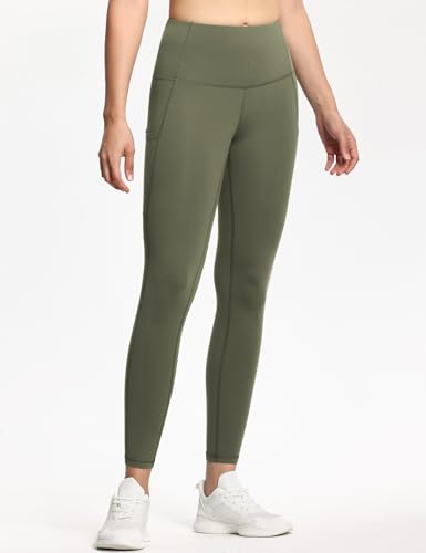 Image of THE GYM PEOPLE Women's Thick High Waist Yoga Pants Workout Leggings | Tummy Control, Deep Side Pockets, Squat-proof, hidden waistband pocket, Flatlock Seams, Running, Yoga, Workout, Athletic