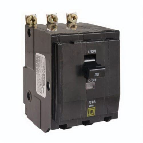 Square D QOB360 Miniature Circuit Breaker, 240 VAC/48 VDC, 60 A, 10 kA Interrupt, 3 Poles