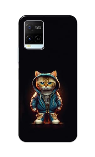 Image of PRINTFIDAA Printed Hard Back Cover Case for Vivo Y21 | Y21T | Y21s | Y21e | Y21A | Y21G | Y33S | Y33T | Y32 | Vivo T1x Back Cover (Hipster Cat) -112
