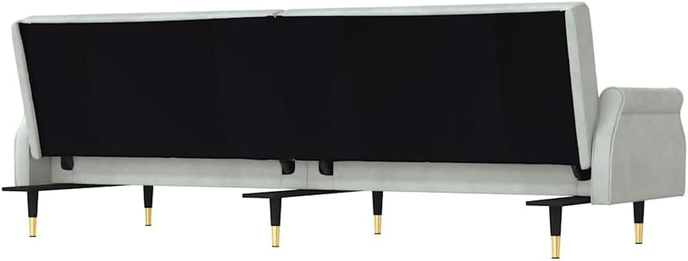Sofa Bed Light Gray Velvet (100% Polyester) Living Room Furniture