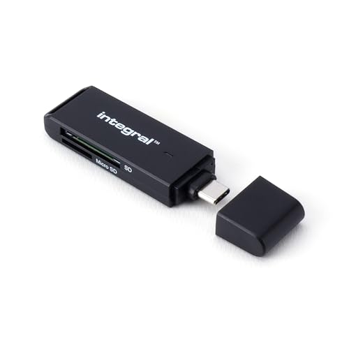 Integral Lecteur de Carte mémoire USB C 3.0 à Double Emplacement microSD & SD.Transfert de fichiers Ultra-Rapide |Compatible avec l'interface UHS-I Haute Vitesse : SDHC, SDXC,microSDHC et microSDXC