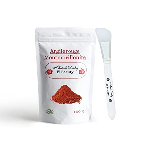 Argile rouge montmorillonite ECO-CERT avec pinceau applicateur en silicone - Nettoie les pores en profondeur, hydrate et adoucie la peau -Détoxifie et redonne de la fraîcheur à toutes les chevelures Cover