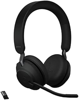 Jabra Evolve2 65 UC Wireless Headphones with Link380a, Stereo, Black  Wireless Bluetooth Headset for Calls and Music, 37 Hours of Battery Life, Passive Noise Cancelling Headphones