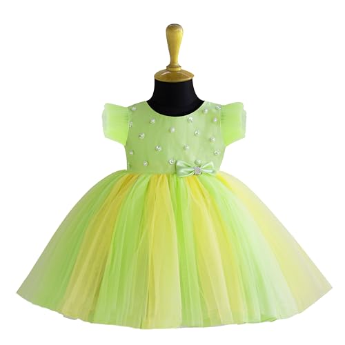 Image of Stanwells Kids Baby Girl Peacock Blue Net Frock Birthday Kids Dress for Girls Short Sleeve Flared Knee Length 6Months-8 Yeras