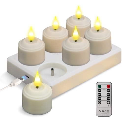 Velas LED recargables con efecto llama parpadeante y temporizador