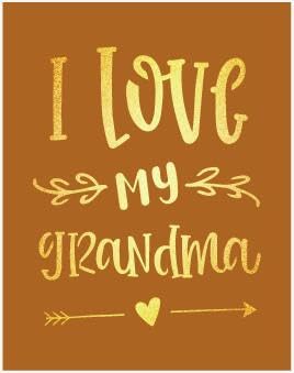 YudarteI Love Grandma Photo Gifts from Grandkids Grandchildren - Nana Brown Folding Glowing Carving 3.5x5 Inches Picture Frame