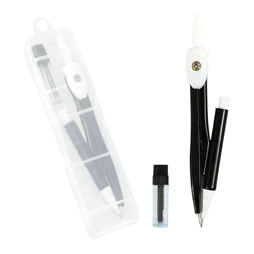 FamGift コンパス 製図用 学生の試験 小型 絵画 製図用コンパス 小学生 中学生 金属 幾何学用具 文房具 オフィス用品 替芯付 収納ケース付き(ブラック+ホワイト)