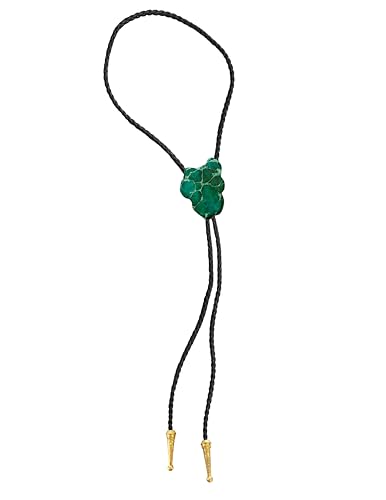 Image of Daisy Del Sol Gemstone Bolo Tie Braided Vegan Faux Leather Natural Stone Gold Handmade Necklace Adjustable Boho Western Jewelry