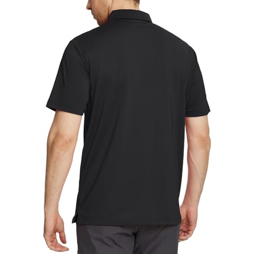 M MAELREG Golf Shirts for Men Short Sleeve Regular Fit Moisture Wicking Performance Casual Striped Print Mens Polo Shirts4