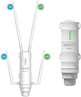 AC1200 Long Range Outdoor WiFi Mesh Extender with Ethernet Port & 4-Antenna, MyMAX WN572HP3 Dual-Band 1200Mbps Weatherproof Outside Access Point/Wireless Repeater/Internet Booster Signal Amplifier