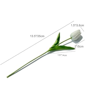 Mandy's 20pcs White Artificial Tulip Silk Fake Flowers 13.5" for Spring Mother's Day Easter Gifts in Bulk Home Kitchen Wedding Decorations Mandys 20pcs White Artificial Tulip Silk Fake Flowers 135 for Spring Mothers Day Easter Gifts in Bulk Home Kitchen Wedding Decorations