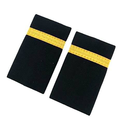 1 Pair Uniform Bars Airline Pilot Epaulets Captain Shoulder Boards Insignia Sliders Cosplay Epaulette Sliders (One Bar Gold)