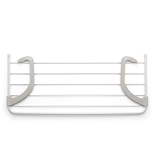 Rayen Balkonwäscheständer, 5 m Trockenfläche, Klappbar, Für Innen und Außen, Weiß/Grau, Maße: 81 x 37,5 x 15 cm, Geeignet für kleine Ladungen