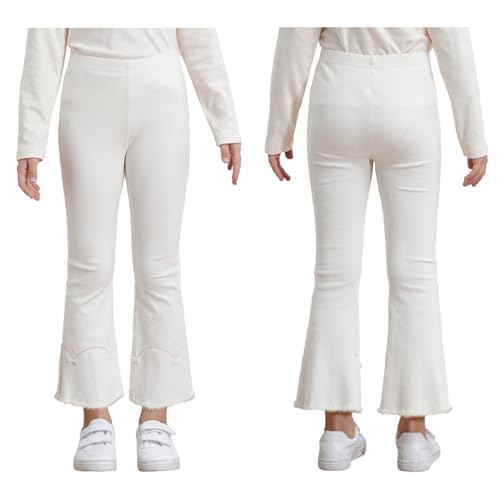 Loyan Kids Girl's Stretchy Bootcut Flare Leg Pants 2-12 Years Elastic Waisted Ruffle Leggings