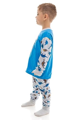 Pijama Inverno Algodão Dino João Cor:Azul;Tamanho:4