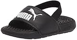 PUMA Kids Cool Cat Backstrap Slide Sandal, Black White, 8 US Unisex Toddler