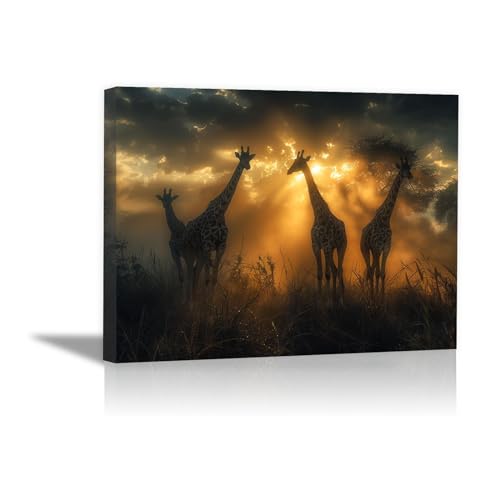 Toile girafe sauvage DunPei tableau de décoration nature pour bureau et chambre