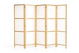 RIIMARE Paravento in legno, bianco, minimalista giapponese (J000), 5 ali, 210 x 172 cm, pi...