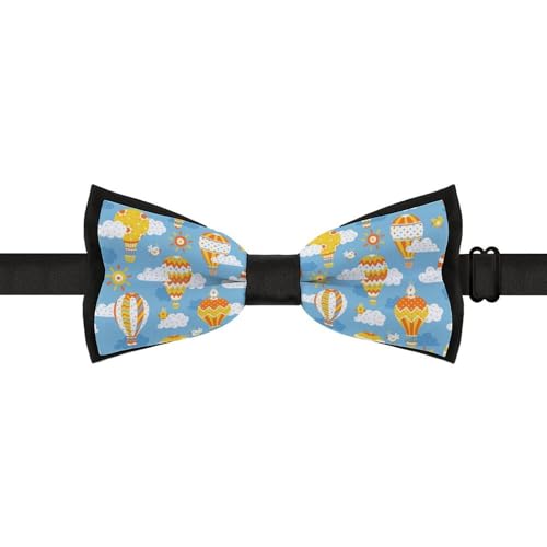 GoasNei Cute Hot Air Balloon Print Bow Tie for Men Adjustable Necktie Funny Tie Neck Ties for Weddings Party