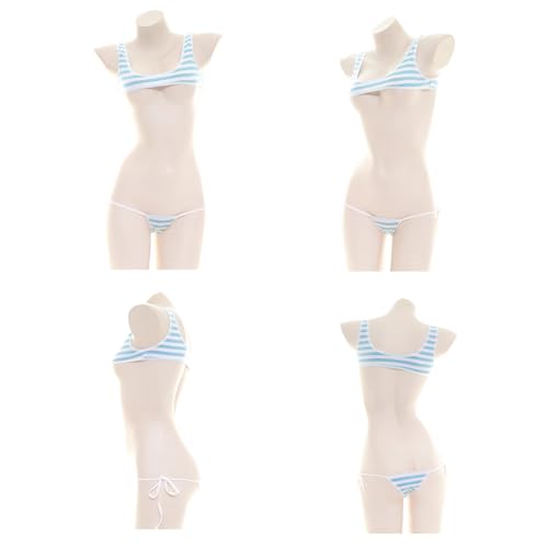 Women Kawaii Anime Cosplay Lingerie Set Halter Strap Micro Bra Tiny Panty - Image 4