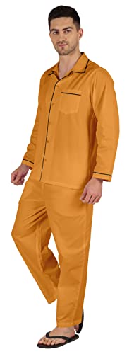 Inkmeso Men's Cotton PJs Solid Sleepwear Lounge Wear Top & Bottom Pajama Set3