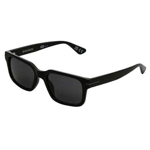 DOCKERS Men's Rudy Sunglasses Rectangle, Black, 51.9mm