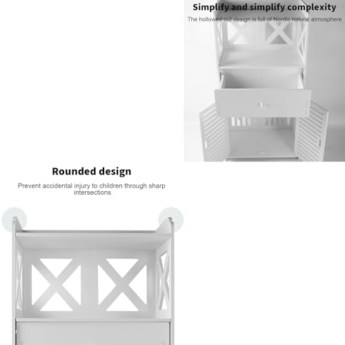 JOYHUT Bathroom Storage Unit, Waterproof Bathroom Cabinets Free Standing, Bathroom Floor Storage Cabinet, Storage Cupboard for Bedroom Kitchen Hallway, 80 * 40 * 25cm - Image 4