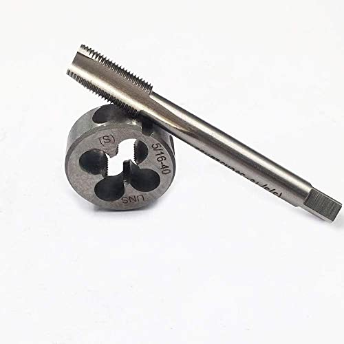 Hunricho 5/16-24, 5/16-32, 5/16-36, 5/16-40 HSS Tap and Die Set, UNEF Machine Thread Tap and UNEF Round Thread Die Right Hand (5/16-40 UNS)