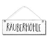 Räuberhöhle - Dekoschild Türschild Wandschild Holz Deko Schild 10x30cm Holzdeko Holzbild Deko Schild Geschenk Mitbringsel Geburtstag