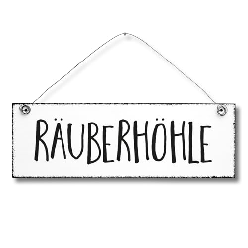 Räuberhöhle - Dekoschild Türschild Wandschild Holz Deko Schild 10x30cm Holzdeko Holzbild Deko Schild Geschenk Mitbringsel Geburtstag