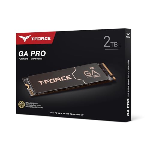 Image of TEAMGROUP T-Force GA PRO 2TB SSD Patented Graphene Heatsink DRAM SLC Cache 3D TLC NAND NVMe InnoGrit PCIe Gen5x4 M.2 2280 Internal SSD Read /Write 10,000 /8,500 MB /s TM8FFJ002T0C129