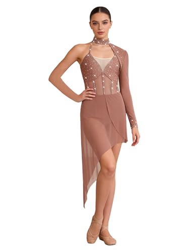 Justaucorps ballet asymétrique haut de gamme et robe de patinage artistique à strass