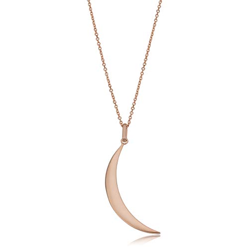 Kooljewelry 14k Rose Gold Crescent Moon Pendant Cable Chain Necklace (18 inch)