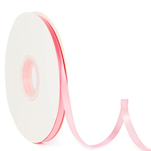 Baby Pink 1/4" X 50 Yards Solid Color Satin Ribbon, Double Faced High Density Polyester Fabric Ribbon for Gifts Wrapping, Wedding, Party, Crafts, Hair Bows, Home DIY Decor Ornaments