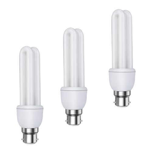 Image of FanciBuy 3 Pack Energy Saving Light Bulbs Bayonet 11W=60W, 2U CFL Low Energy Light Bulbs, BC/ B22 /Bayonet Cap, Warm White 2700K, 650 Lumens, BC Compact Fluorescent Stick Bulbs