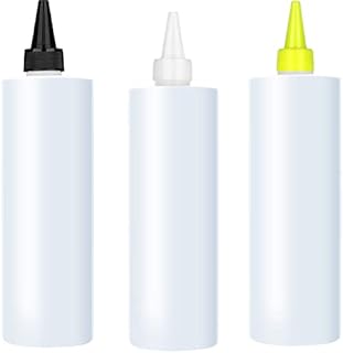 Squeeze Bottles Plastic Squeezy Condiment Bottle 500ml Writer Bottle Pigment Squeezing Bottle Reusable Squeeze Containers with Screw on Cap for Cooking Painting 3Pcs