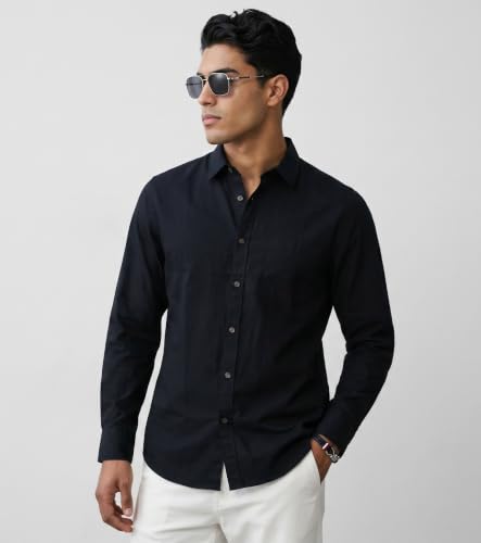 Image of Amazon Brand - INKAST Men Solid Cotton Shirt | Casual Wear | Basic Essential Plain Everyday & Office Wear | Full Sleeve | Regular Fit