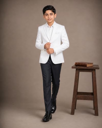 Image of SaintX Kids Boys Tailored Premium Coat Blazer | 4-Way Stretchable Wrinkle Free Fabric | Fully Lined | Slim Fit | Versatile Formal & Casual Jacket for Boys (1-14 Years KB01)
