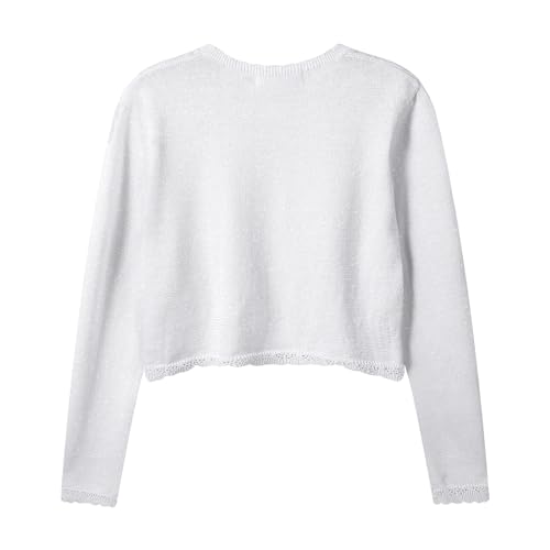 Image of Girls Cardigan Bolero Ruffle Open Front Button Cover-Up 3-12Y