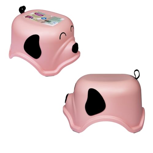 Banquinho Infantil 1 Degrau Cachorrinho Rosa Kababy