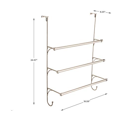 Franklin Brass 193153-FN Over the Door Triple Towel Rack with Hooks, Satin Nickel