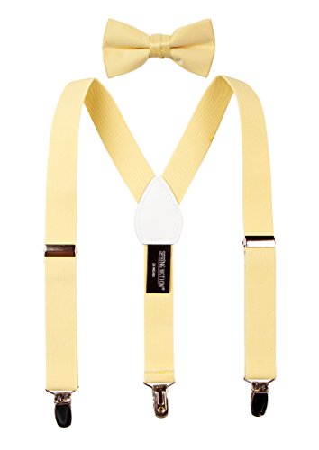 Spring Notion Boys' Suspenders and Solid Color Bowtie Set Yellow Medium