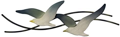 T.I. Design Seagulls Pair | Contemporary Coastal Beach Birds Stainless Steel Metal Wall Décor