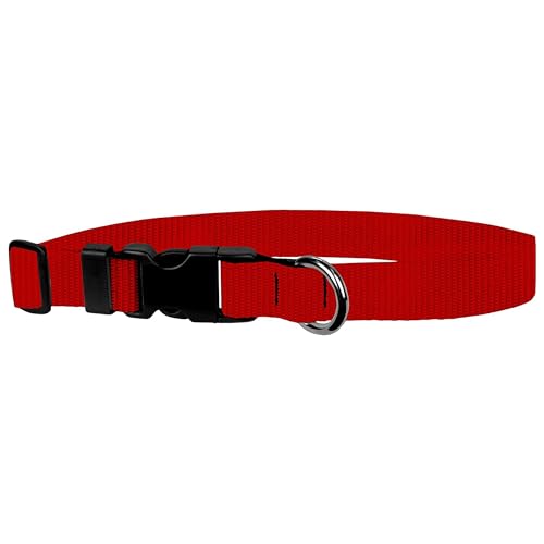 Image of Dog Collar - Colored Adjustable Pet Collars, 1 Inch Wide, Large, Light Red