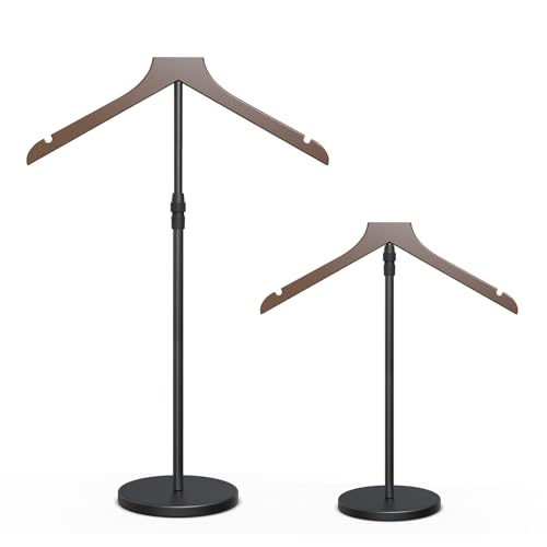 2 Pack Shirt Display Stand, 18-34 Inch Height Adjustable Mannequin Torso for Vendors Shop, More Stable Dress Form Mannequin Stand Clothes Rack, T Shirt Display Holder Jacket Coat Hanger, Brown