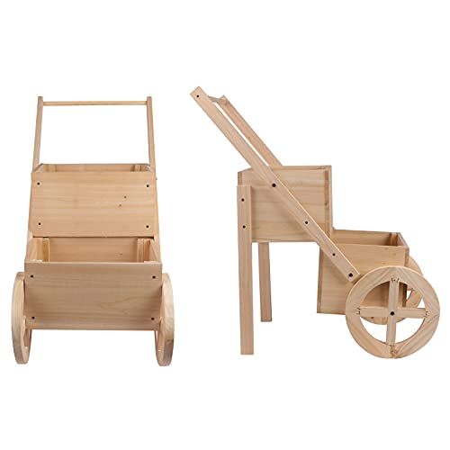 Bigtree 2-Tier Wooden Cart Flower Box Display Wood Wagon Planter Garden Wagon Decor #TOP4