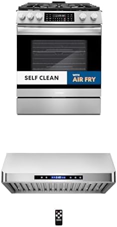 Cosmo 2-Piece Kitchen Package, 30" Slide-in Gas Range and 30" Under Cabinet Range Hood