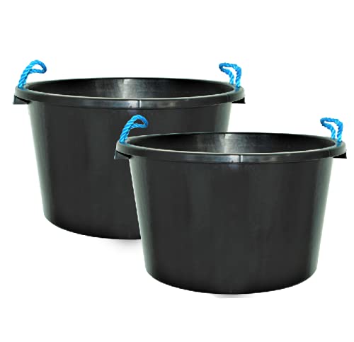 75L / 16.5 Gallon XL Multipurpose Tub Bucket with Rope Handles (Set of 2 Tubs) - 34cm (H) x 59cm (Dia)