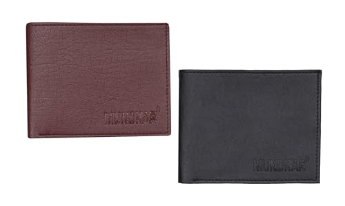Image of Bifold Semi Leather Tan and Black Wallet Combo Pack of 2 Purse Valet